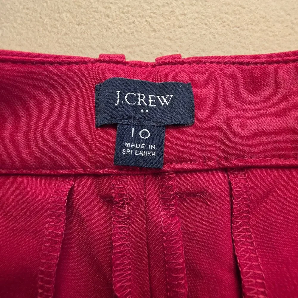 J.Crew Red Pleated Trouser Pants Sz 10 High-Waist Straight-Leg